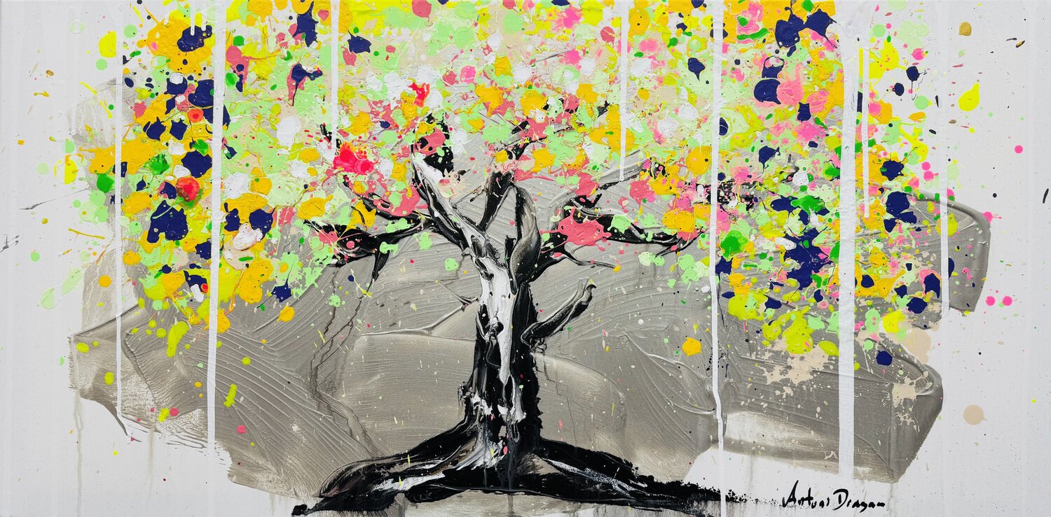 Eternal Embrace: The Tree of Light Antoni Dragan Original painting for sale