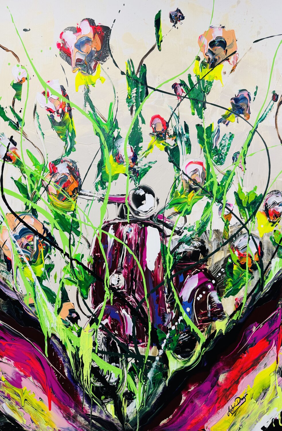 70’s Vespa Dream Antoni Dragan Original painting for sale