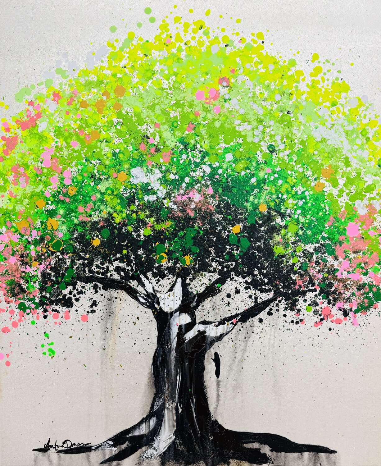 Tree of light silver Antoni Dragan Original painting for sale