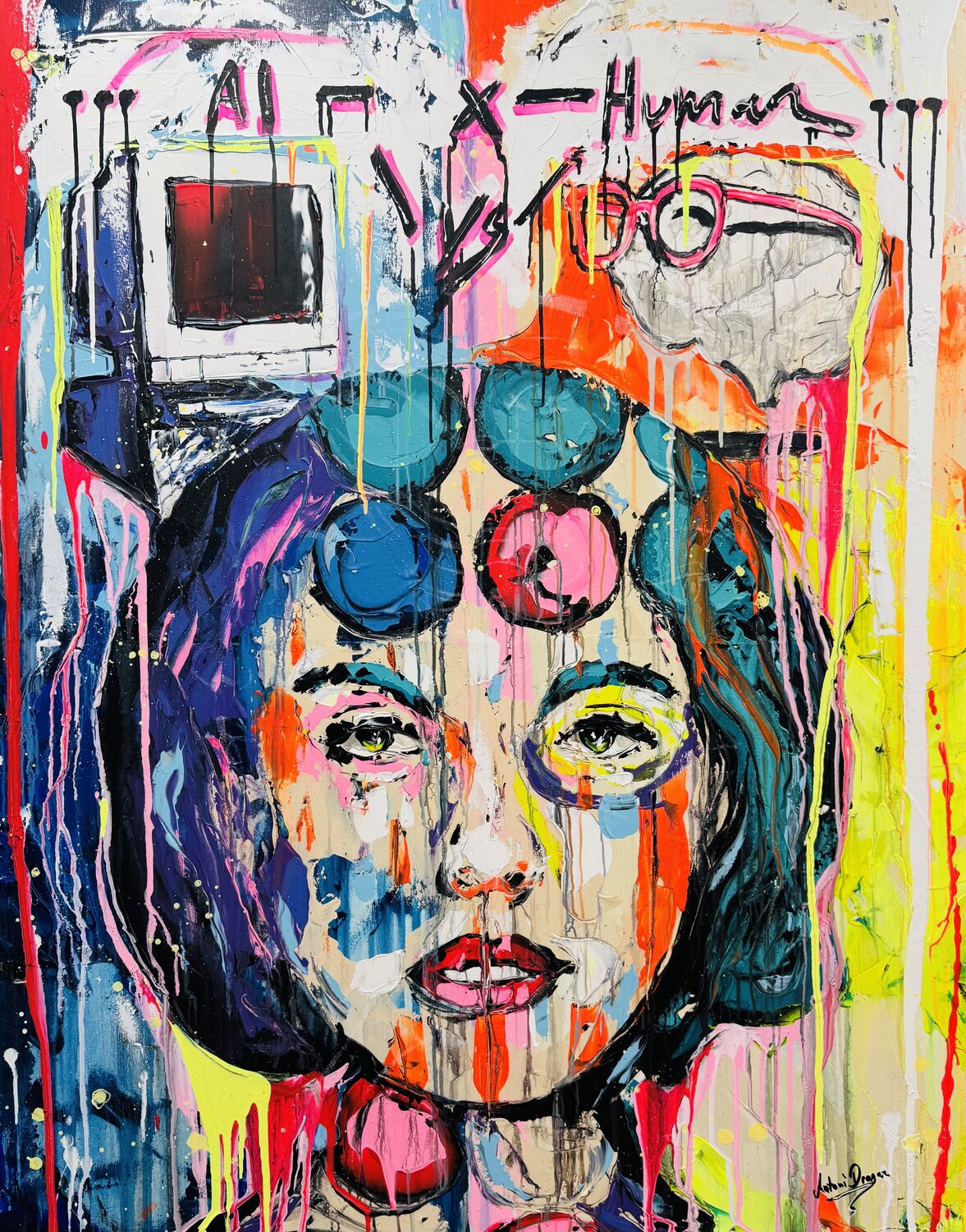 AI x Human Antoni Dragan Original painting for sale