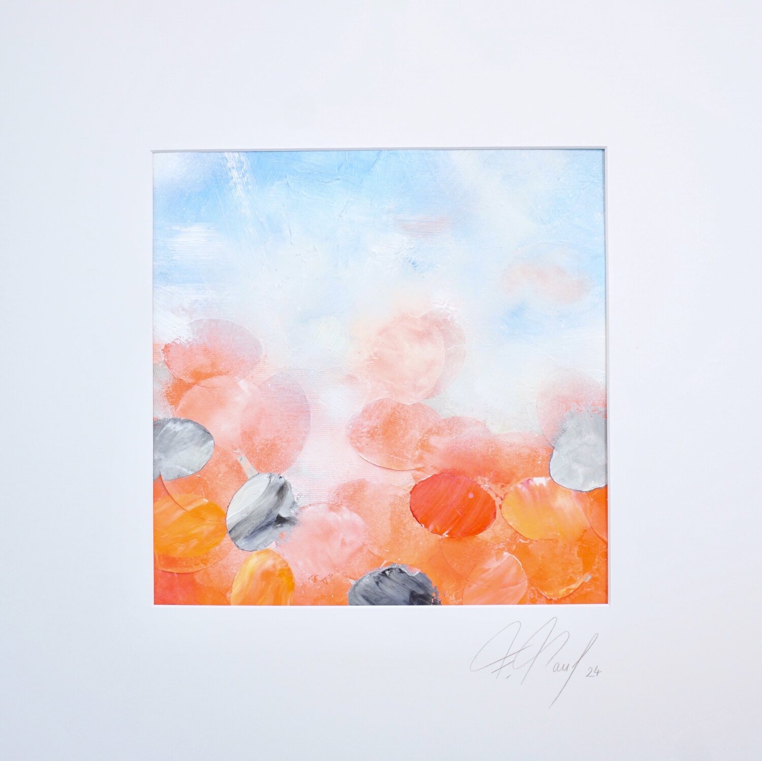 Orange Lotus Mini III Frederic Paul Original painting for sale