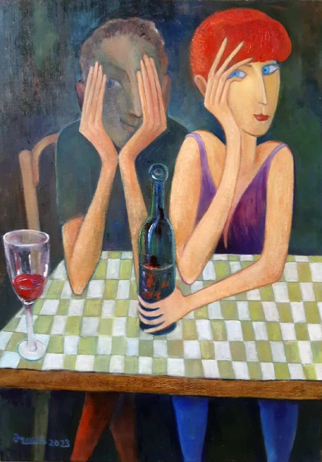 .One glass of wine Zakir Ahmedov Original painting for sale