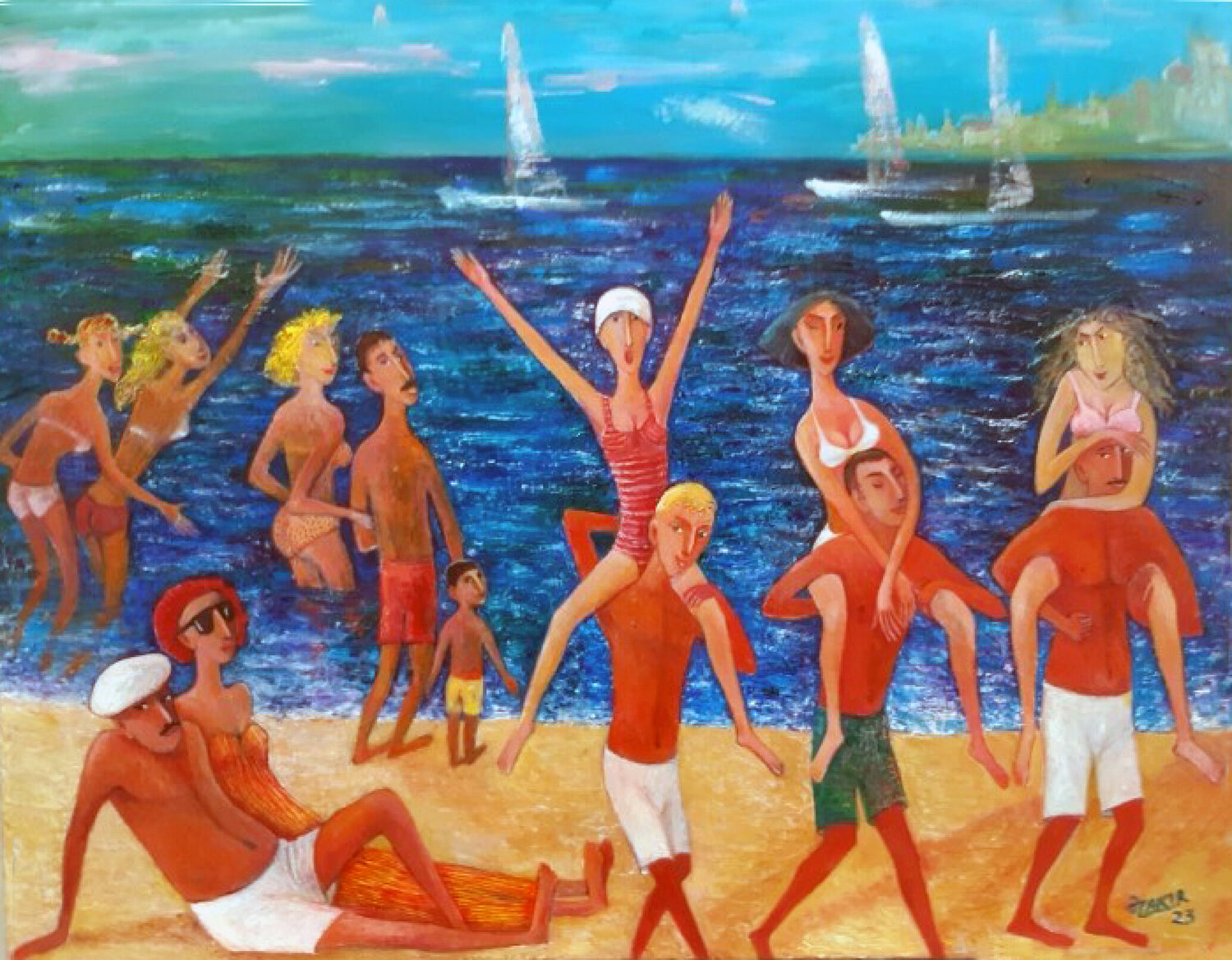 The sea.  2018 year Original Painting Oil on Canvas  70 x 90 cm Zakir Ahmedov Original painting for sale