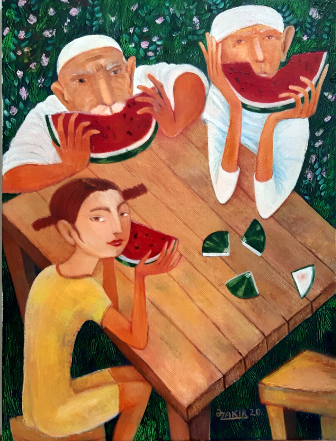 Visiting grandpa Zakir Ahmedov Original painting for sale