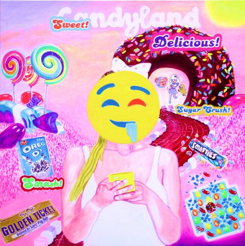 Candyland (Pop Art painting pink) by Super Pop Boy, Painting for Sale on Select