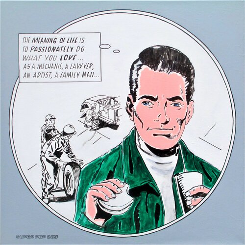 Der Sinn des Lebens (Original Pop Art Gemälde) by Super Pop Boy, Painting for Sale on Select