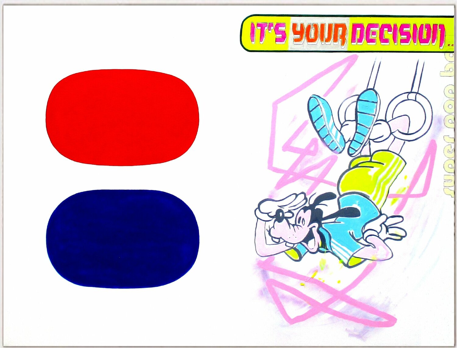 "Abstract vs Figurative (Ellsworth Kelly meets Goofy)" (Conceptual Art / Pop Art) Super Pop Boy Original painting for sale