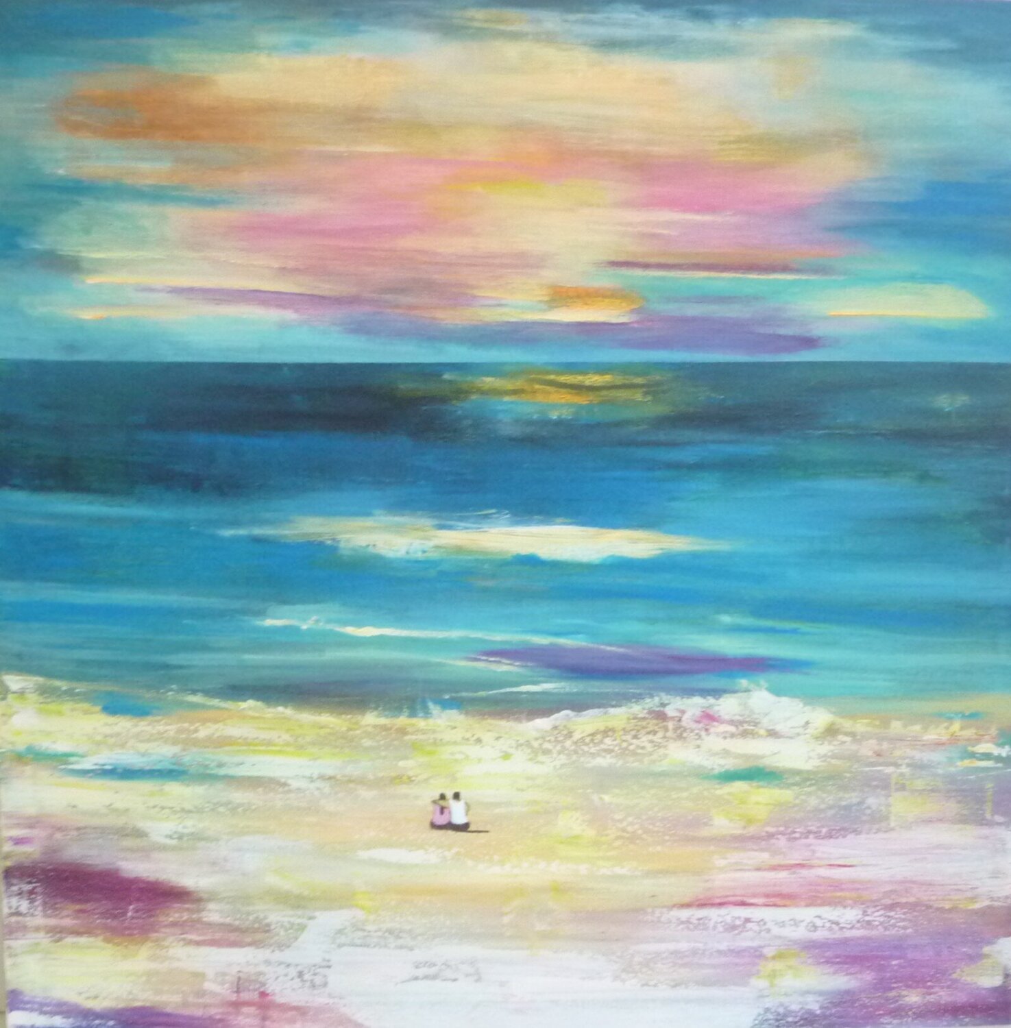 SUNSET ON THE BEACH Marcos Zrihen Original painting for sale