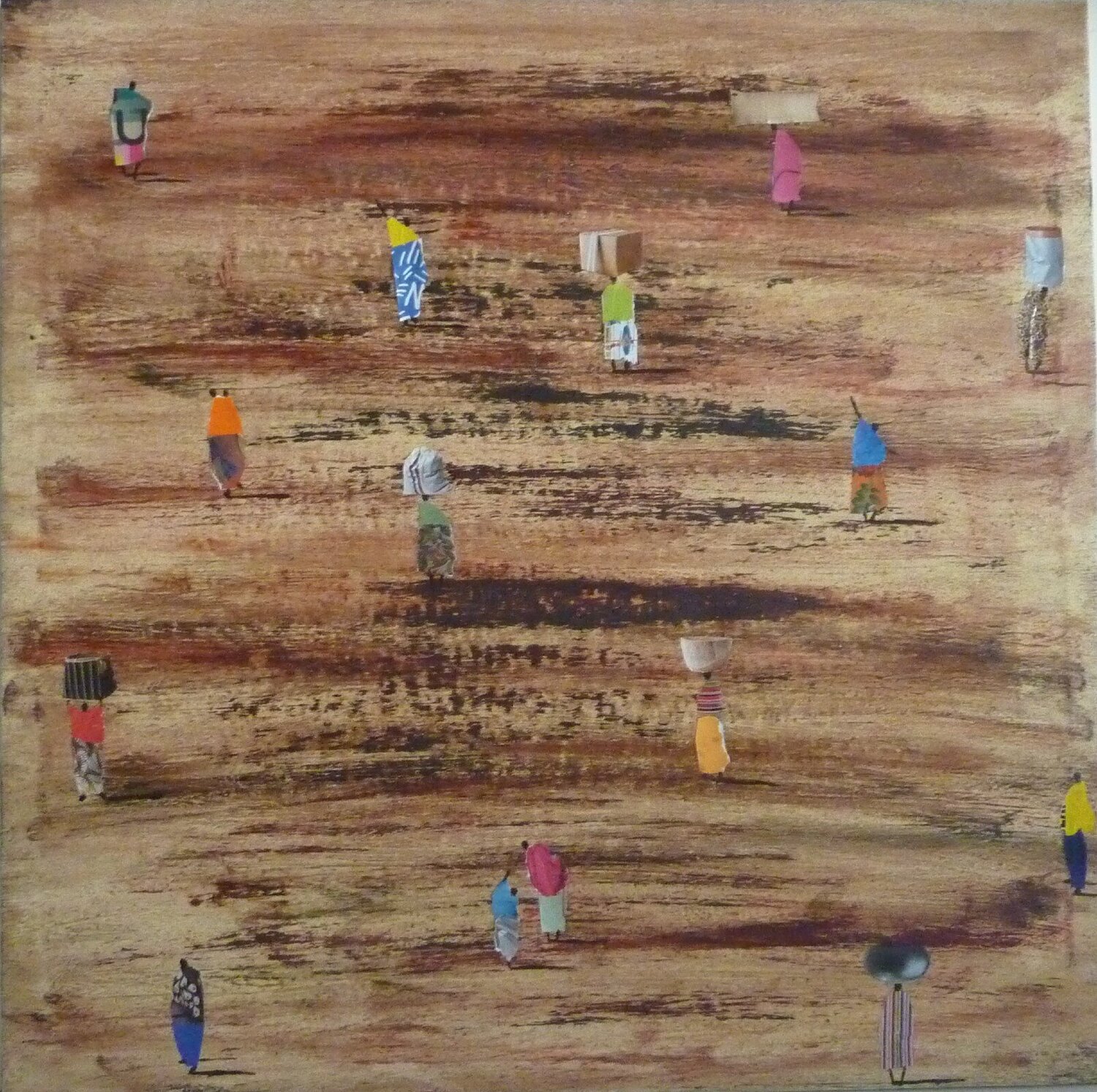 BROWN AND RED AFRICA Marcos Zrihen Original painting for sale