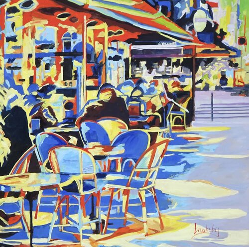 Le Cafe Parisien by Angie Brooksby-Arcangioli, Painting for Sale on Select