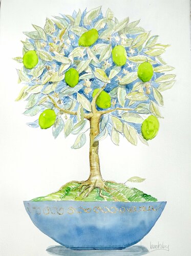 Gilded Bonsai Lime Tree by Angie Brooksby-Arcangioli, Painting for Sale on Select
