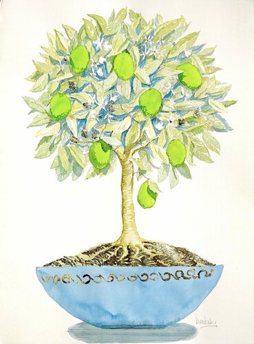 Gold Lime Bonsai by Angie Brooksby-Arcangioli, Painting for Sale on Select