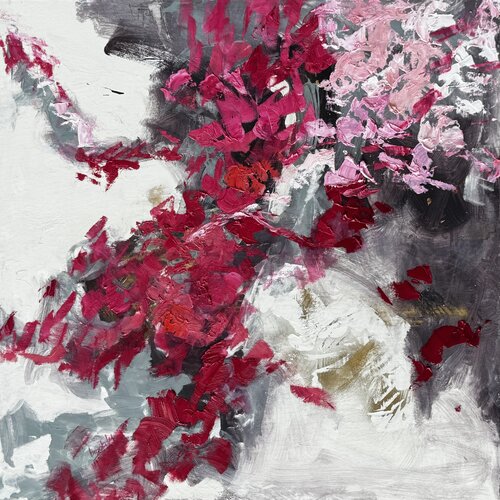 Varna -Abstract- bougainvillea blossoms by Angie Brooksby-Arcangioli, Painting for Sale on Select