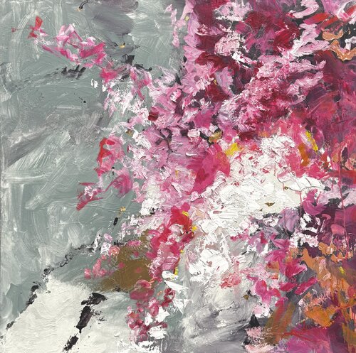 Lalita -Abstract- bougainvillea flowers by Angie Brooksby-Arcangioli, Painting for Sale on Select