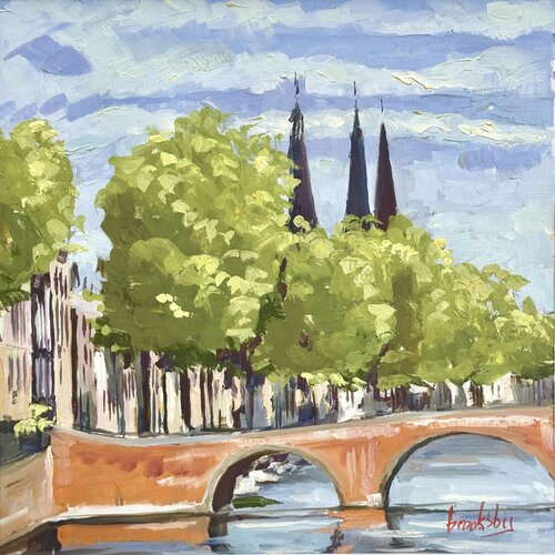 Amsterdam - Bridge of Love by Angie Brooksby-Arcangioli, Painting for Sale on Select