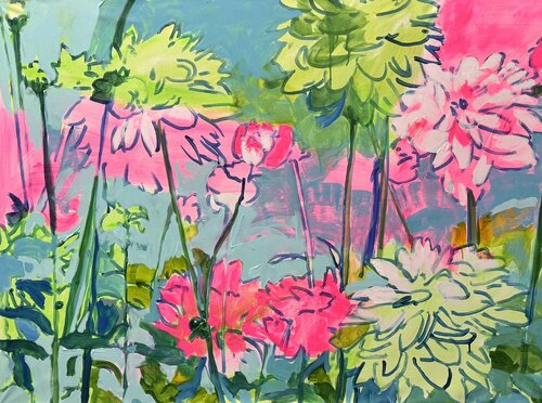 Peonie Party XXL by Angie Brooksby-Arcangioli, Painting for Sale on Select