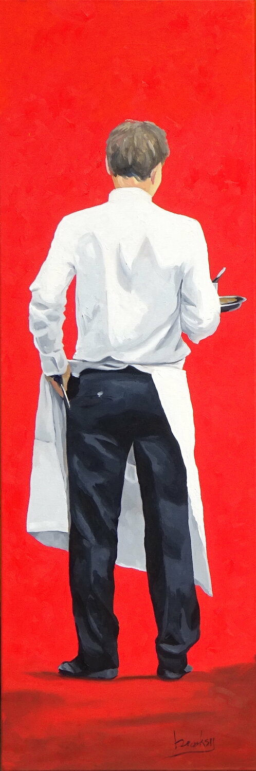 Parisian Waiter : Gars Dumas 1 Angie Brooksby-Arcangioli Original painting for sale