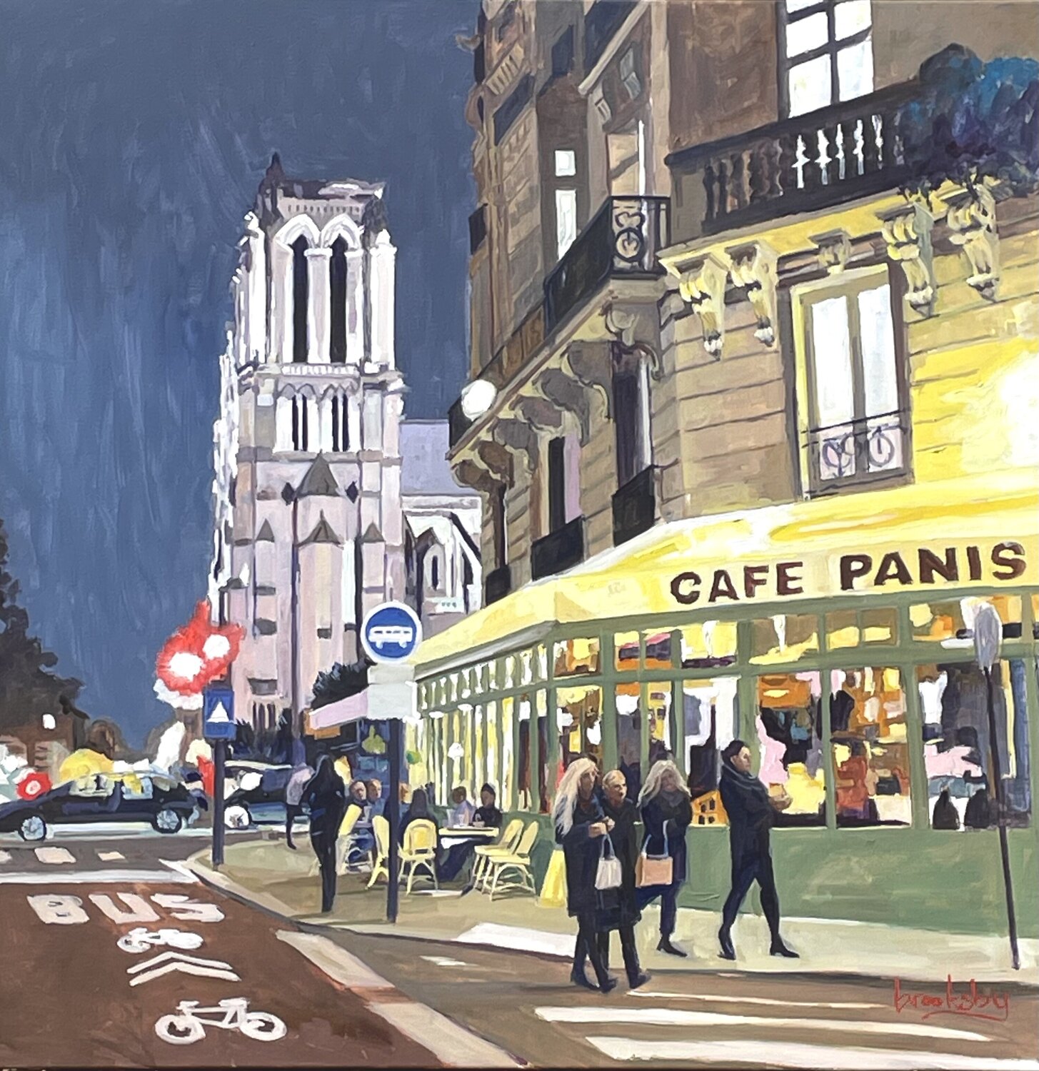Paris Nocturne : Contemporary Paris Angie Brooksby-Arcangioli Original painting for sale