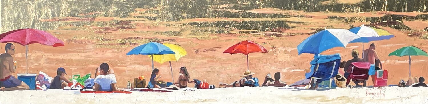 French Riviera Beach : Almanarre Sunset Angie Brooksby-Arcangioli Original painting for sale