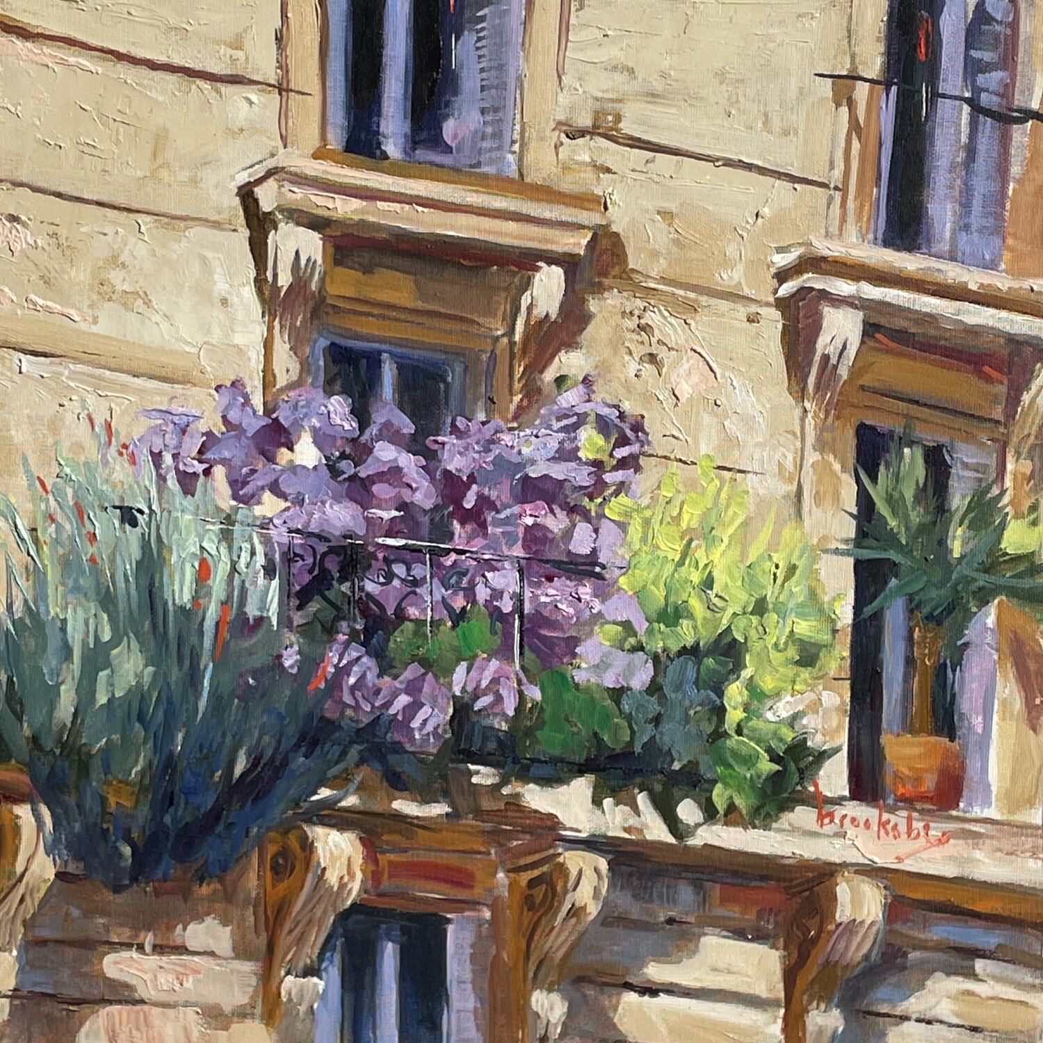 Provencal Balcony Angie Brooksby-Arcangioli Original painting for sale