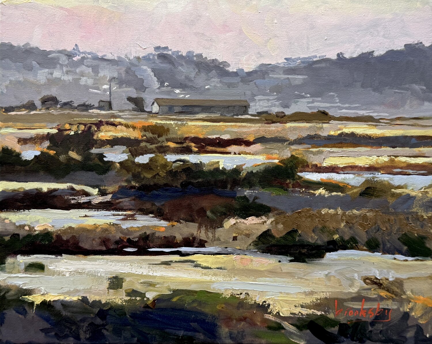 French Riviera Marshland - Octobre sur les Pesquières Angie Brooksby-Arcangioli Original painting for sale