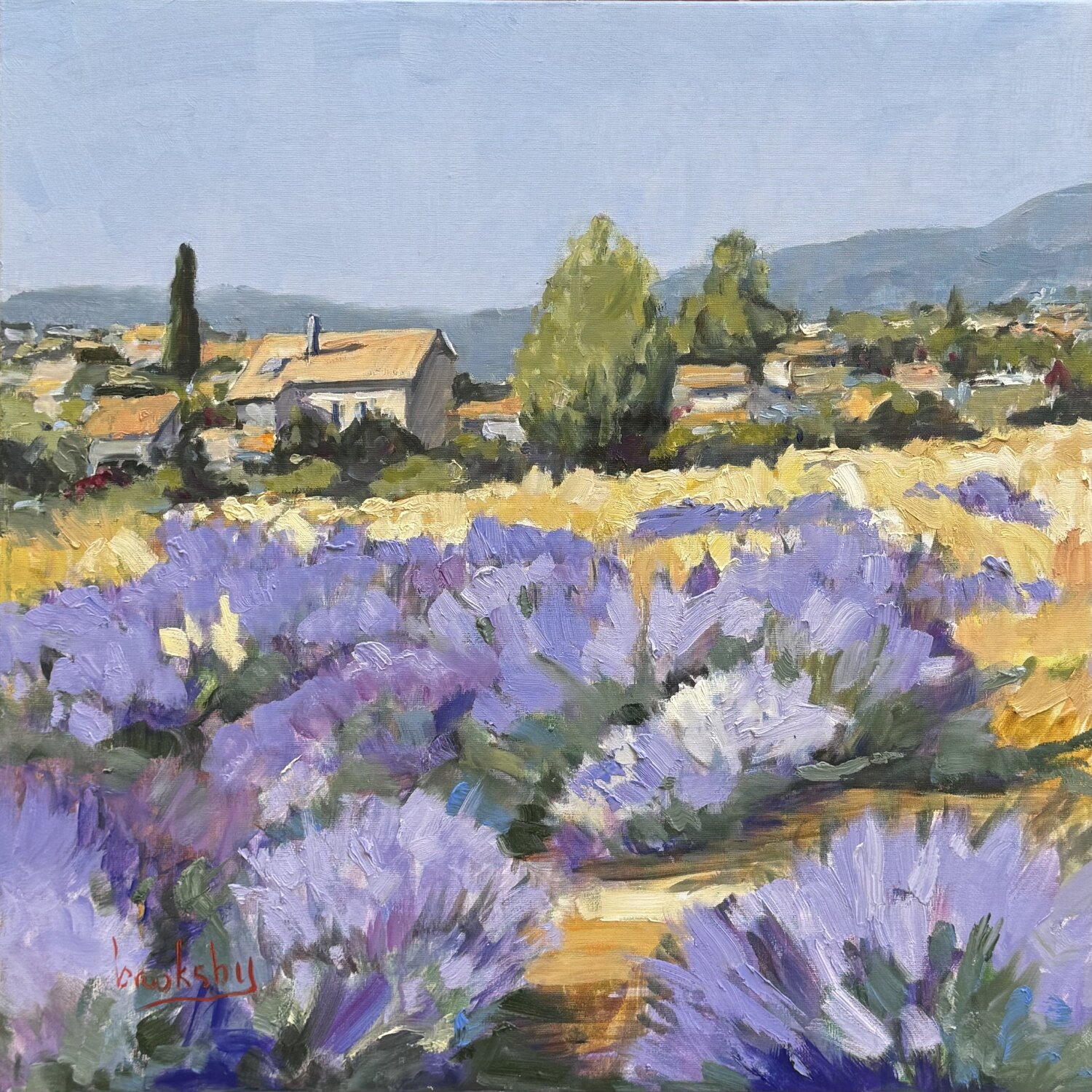 Lavender Field : La Route de la Lavande Angie Brooksby-Arcangioli Original painting for sale
