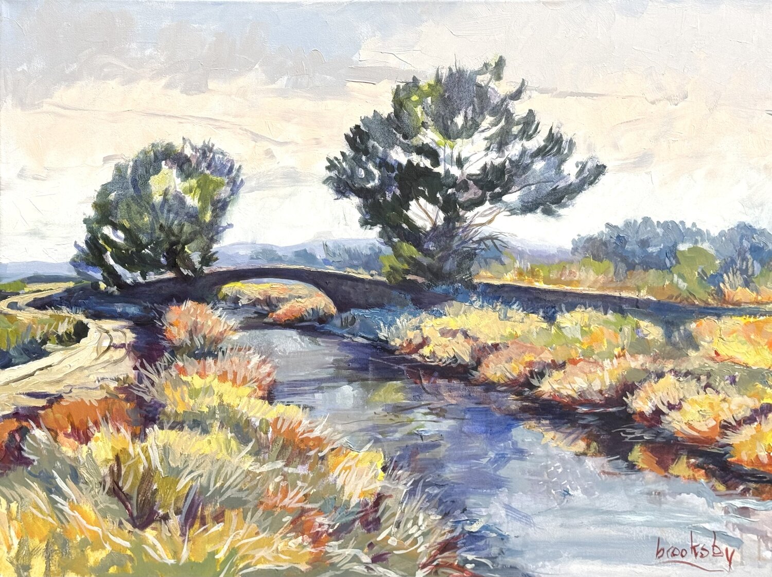 The Bridge in the Salt Marshes Angie Brooksby-Arcangioli Original painting for sale
