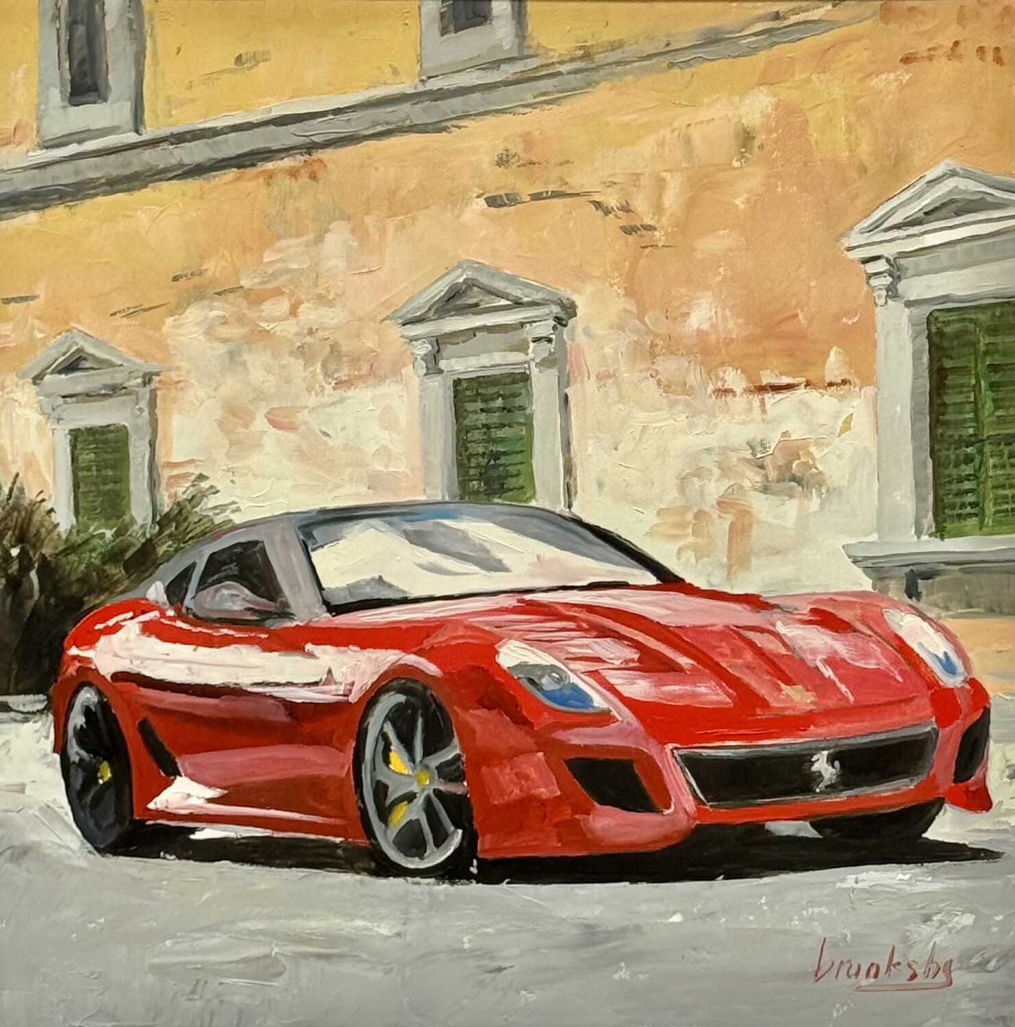 Ferrari in Toscana Angie Brooksby-Arcangioli Original painting for sale