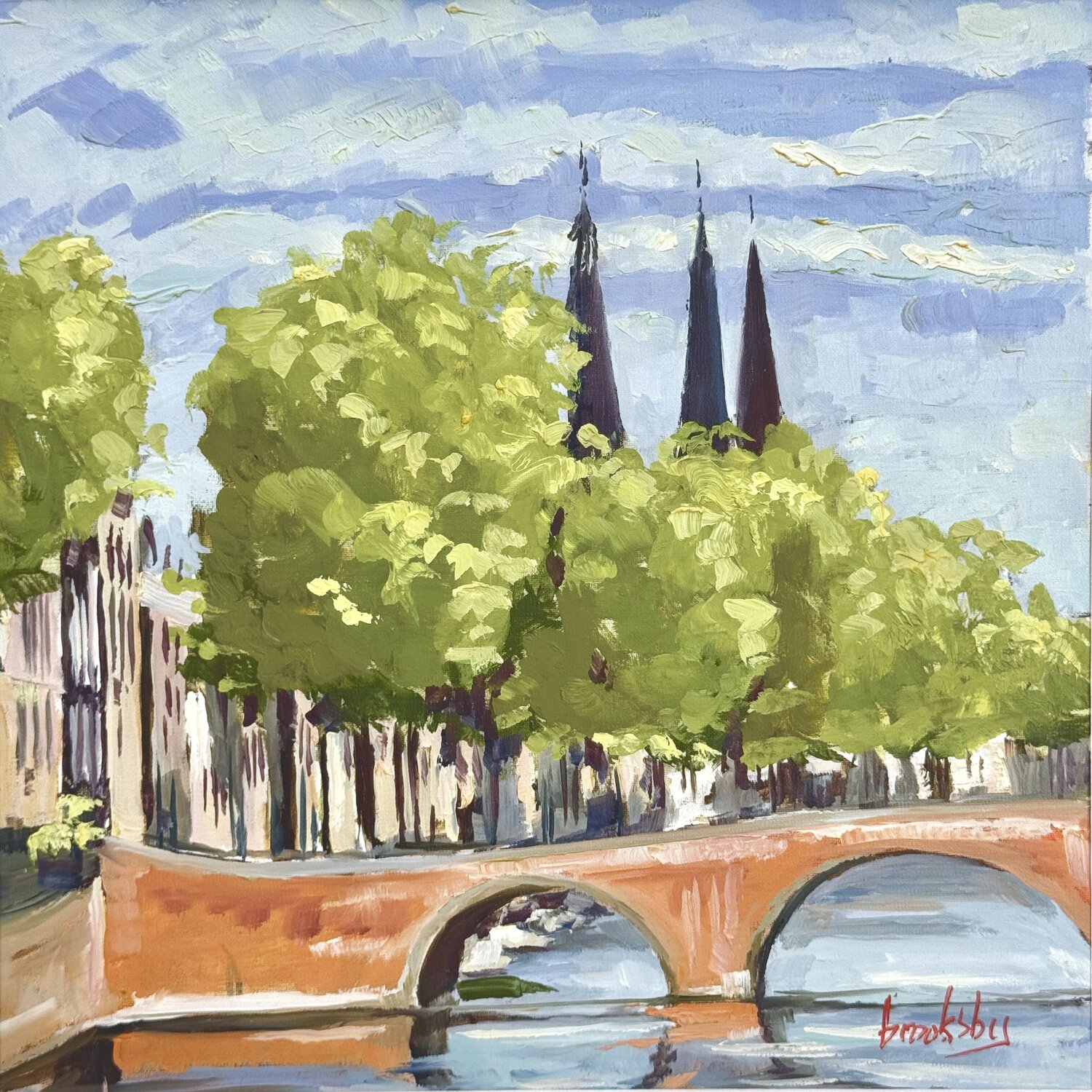 Amsterdam - Bridge of Love Angie Brooksby-Arcangioli Original painting for sale