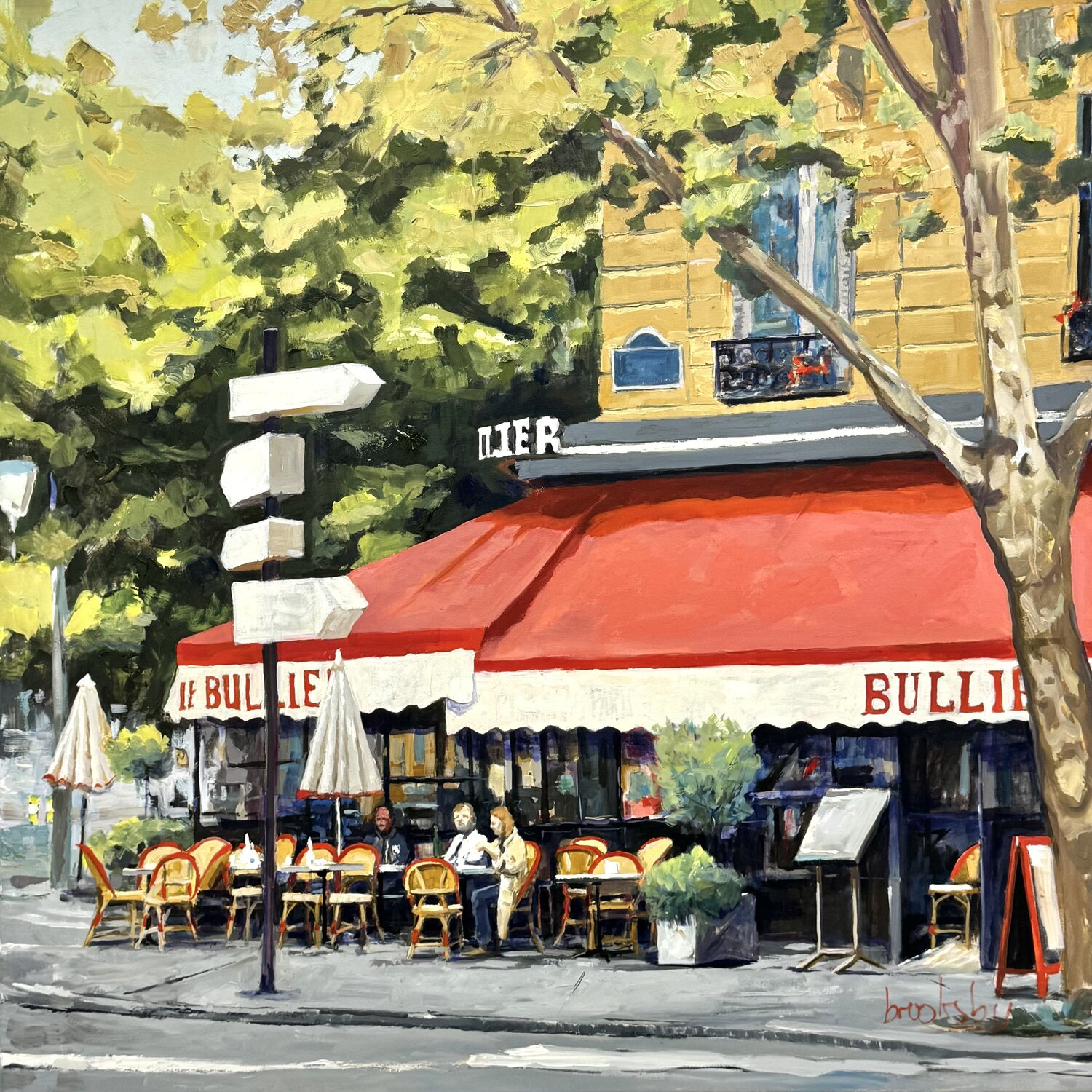 Parisian  Cafe - Le Bullier Angie Brooksby-Arcangioli Original painting for sale