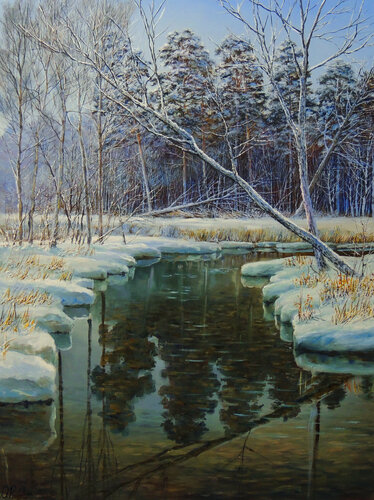 In the Land of Snow by Oleg Riabchuk, Painting for Sale on Select