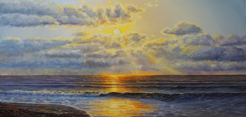 Sleepy Sun. Ocean by Oleg Riabchuk, Painting for Sale on Select