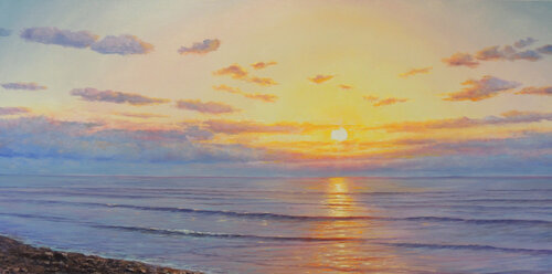 Wait until the Sun goes down. Ocean by Oleg Riabchuk, Painting for Sale on Select