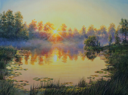 Evening Peace by Oleg Riabchuk, Painting for Sale on Select