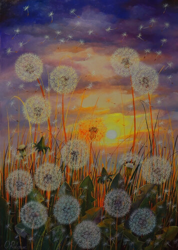Evening Magic. Flowers by Oleg Riabchuk, Painting for Sale on Select