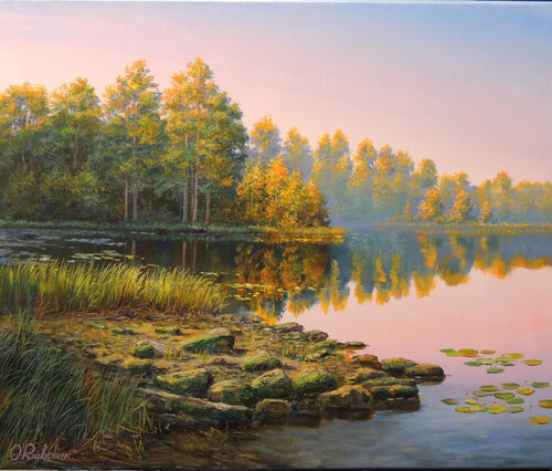 Mirror Lake by Oleg Riabchuk, Painting for Sale on Select