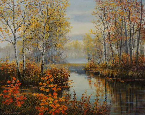 Cozy Fall by Oleg Riabchuk, Painting for Sale on Select