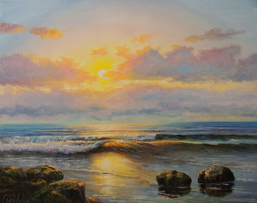 Waiting For A Wave by Oleg Riabchuk, Painting for Sale on Select