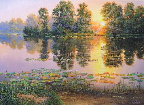 Golden Dusk by Oleg Riabchuk, Painting for Sale on Select