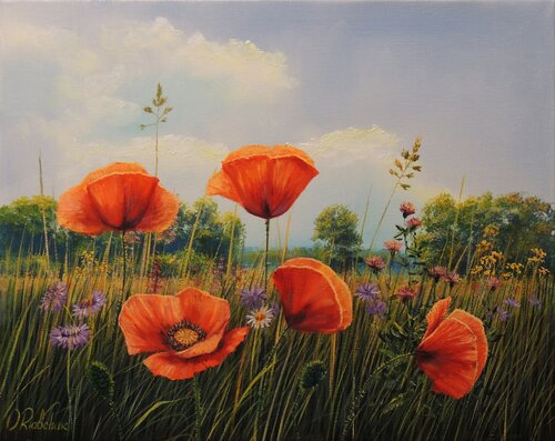 Joy in the Meadow by Oleg Riabchuk, Painting for Sale on Select