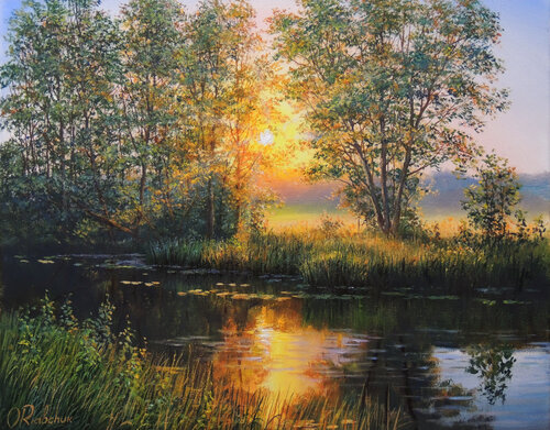 Silence in the Evening by Oleg Riabchuk, Painting for Sale on Select
