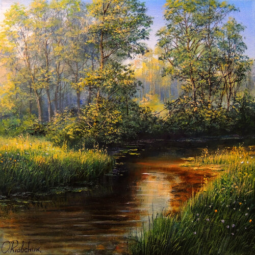 Green Day by Oleg Riabchuk, Painting for Sale on Select