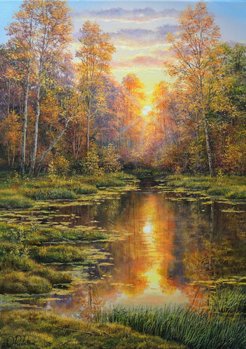 Evening Lights by Oleg Riabchuk, Painting for Sale on Select
