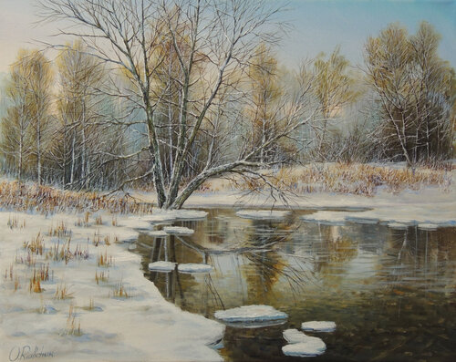 Floating Ice by Oleg Riabchuk, Painting for Sale on Select