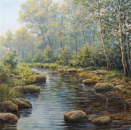 Peaceful Stones by Oleg Riabchuk, Painting for Sale on Select