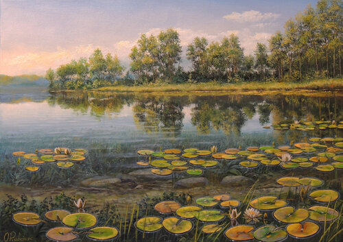 Quiet Blooms by Oleg Riabchuk, Painting for Sale on Select
