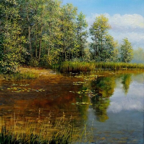 Summer Lake by Oleg Riabchuk, Painting for Sale on Select