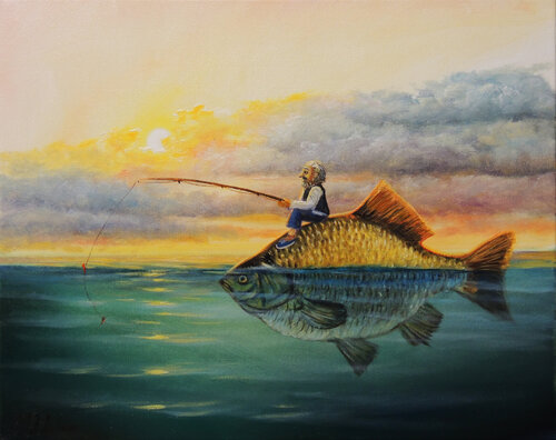 Catch if you can by Oleg Riabchuk, Painting for Sale on Select