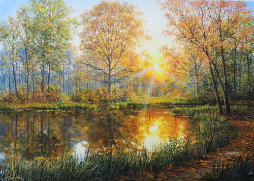 Where Light Rests by Oleg Riabchuk, Painting for Sale on Select