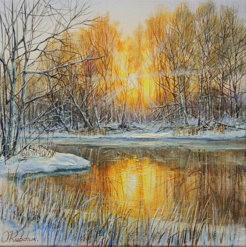 Golden Silence by Oleg Riabchuk, Painting for Sale on Select